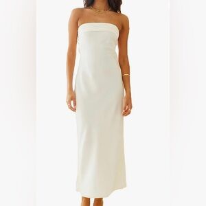 New White Satin Slip Dress
